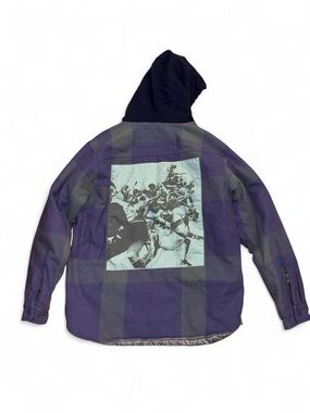 Undefeated y2k Plaid Hooded Football  Jacket